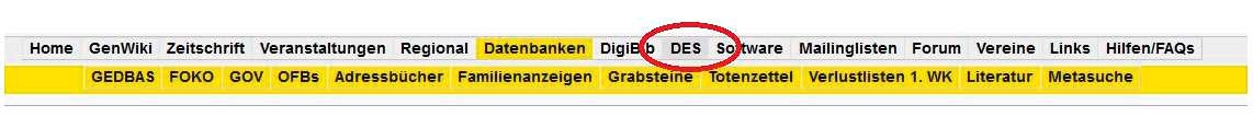 Meta-Navi-Leiste, DES rot eingekreist