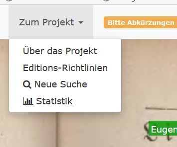 geöffnetes Pulldown-Menü im Erfasser-Modus